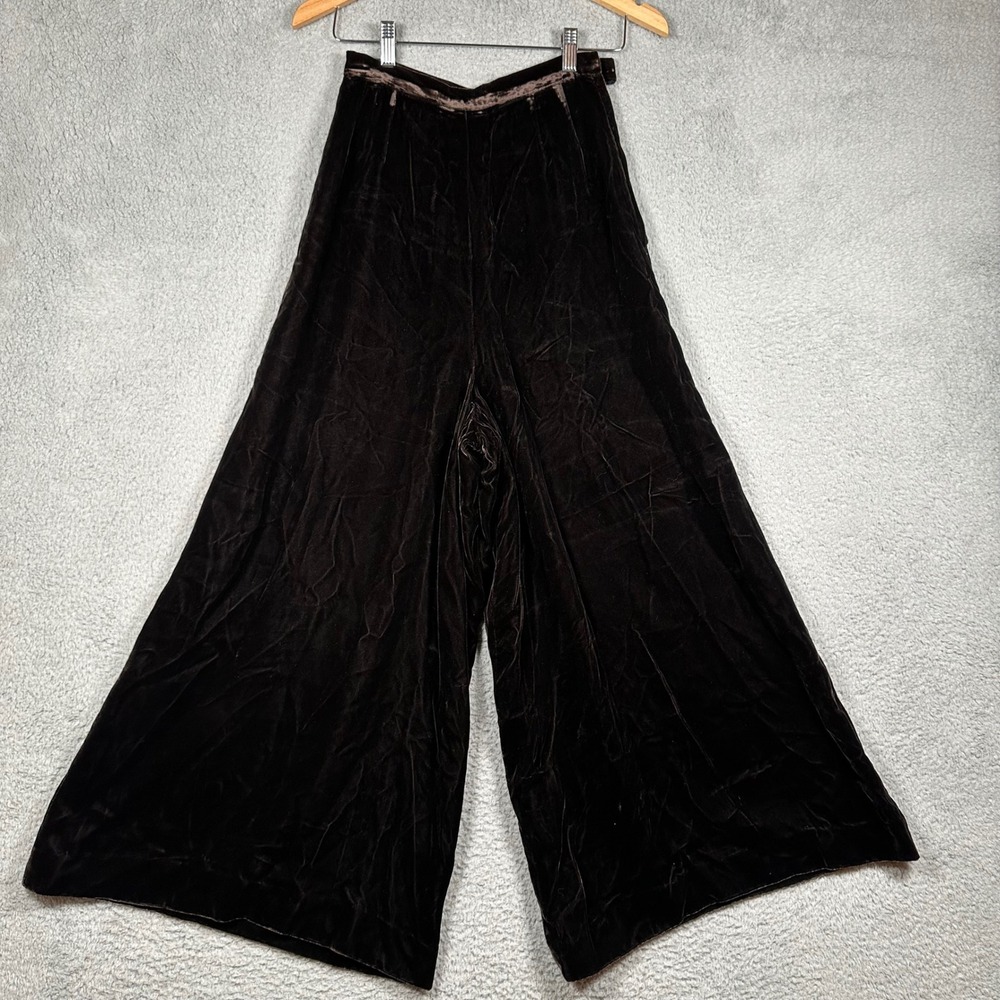 VTG Malbe Original Velvet Wide Leg Palazzo Pants Brown Size 10 Y2K Boho Gothic